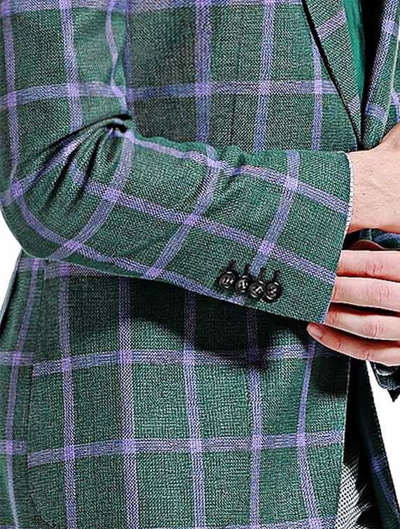 墨绿色格纹西服上衣